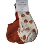 Loft  Women's No Show Fall Theme Pumpkin Graphic Two Pack Socks Photo 4