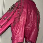 NWOT Azalea Wang Hot Pink Vegan Leather Studded Moto Jacket Plus 3x SOFI 3xl Photo 8