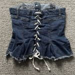 BDG Urban Outfitters Denim Corset Strapless Top Lace Up Womans Small Flared Blue Photo 1
