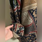 EUC Lucia Brown and Blue abstract pattern button down dress shirt size medium Photo 5