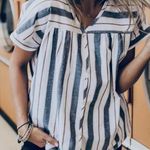 Ellen Tracy Short Sleeve Striped Button Up Shirt Photo 0