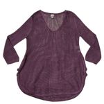 Soho New York Jeans Purple Crochet Knit Long Sleeve V Neck Tunic Top Size M Photo 1