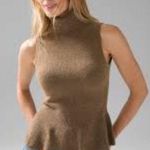 White House | Black Market WHBM Sleeveless Soft Turtleneck Tank Sweater Peplum Toasted Coconut Size M Photo 0