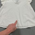 Worthington  Petite Top Blouse P Small  Womens White V Neck Flutter Sleeve Ruffle Photo 6