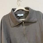 Magaschoni  Woman 1X Pullover Sweatshirt Olive Green Quarter Zip‎ Mock Neck Photo 1