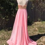 La Femme  New Beaded High Low Train Pink Prom Dress Photo 6