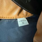 SAM. Isabel Vegan Down Puffer Jacket Faux Leather Stowaway Hood Saddle Brown S Photo 5