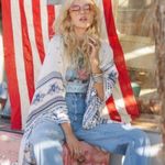 New Boho Western Sheer Kimono Maxi Duster Jacket Cardigan White Blue One Size Size undefined Photo 2