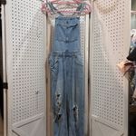H&M  Denim Overalls Distressed Ripped Light Wash Blue Jeans Size 6 Photo 1