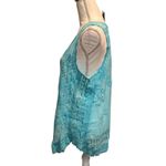 Johnny Was  Aqua Blue Embroidered Eyelet Tank Tunic Size M Boho Resort Wear Photo 2