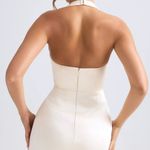 Oh Polly Harmonia Halterneck Structured Tulip Mini Dress in Ivory Photo 1