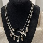 Silver Multilayered Baby Pin Bear Charm Necklace Photo 1