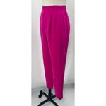 Vintage 80s Silk Pants Trousers High Rise Pleated Straight Leg Magenta Hot Pink Size 4P Photo 4