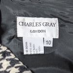Houndstooth Wool Pencil Skirt By Charles Gray London Size 10 Old Money Academia Black Photo 2