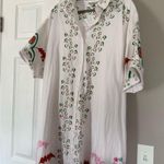 Tucker Button Down White Blossoms Midi Shirt Dress Floral Spring Summer Modest Size XL Photo 5