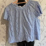 Chic Light Blue Eyelet Blouse Size XL Photo 0