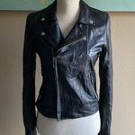 Black real leather moto jacket women’s US size small or 4 Photo 4