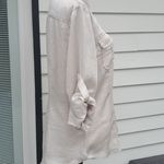 NY & CO 3/4 Sleeve Silky Button Down Shirt Tan Size L Photo 4