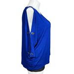 Cable & Gauge Womens Blouse Shirt Top Cold Shoulder Dolman Sleeve Royal Blue 1X Photo 1