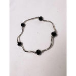 Vintage 80s Metallic Quiet Luxury silver toned bracelet with black beads Photo 1