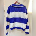Lumière LUMIERE sweater, beautiful knit, stripes of purple and white, Sz L Photo 2