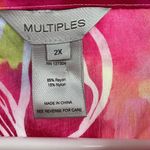 Multiples  bright colorful lightweight button up plus tropical floral watercolor Photo 4