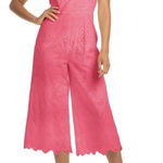 Trina Turk  Eyelet Scallop Hem Cropped Jumpsuit in Cosmo Pink Size 12 Photo 0