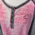 Harley Davidson Pink Ribbon Heather Waffle Baseball T Photo 1