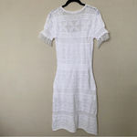 ALC Frank A.L.C Trevi‎ Crochet Knit Fringe Sheath Dress white size M Photo 1