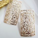 Anthropologie New! Anthro Gold Lattice Earrings Photo 7