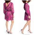 WAYF  Pink Floral Long Sleeve‎ Mini Dress Cocktail Party Low Back Satin XS New Photo 2