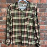 Passport womens plaid flannel lace panel western boho button up shirt green 1X Photo 2