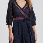 Odd Molly  Anthropologie Eyelet Embroidered Mini Wrap Two Step Flow Dress Sz‎ S Photo 0