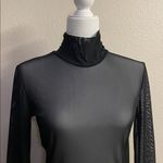 ZARA Black Sheer Mesh Turtleneck Long Sleeve Top – Size M Photo 4