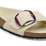 Birkenstock  Madrid Iridescent Big
Buckle Nubuck Leather Slide Sandal, Ecru,37EU Photo 0