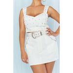 Show Me Your Mumu Shania Bridal Top in Rhinestone White Denim S Photo 3
