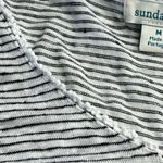 Sundance  Black‎ White Stripe Long Sleeve Linen Top Medium Crochet Neckline *FLAW Photo 13