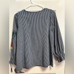 ZARA  floral embroidered Denim balloon sleeve Top Size Xs Photo 2