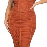 NWT Plus Women’s Bodycon Ruched Party Formal Cocktail Dress Rust / Orange Knee Orange Size undefined Photo 0