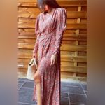 ZARA  Floral Printed Long Puff Ruched Sleeve Draped Midi‎ Dress Size Small Photo 3