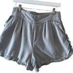 Who What Wear  Cotton High Waist Scallop Blue Elastic Waist Pockets Shorts Sz 8 Photo 0