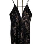 Millau LF Y2k Satin Asian Oriental Black GoldPink Floral Plunging neck NYE Dress Photo 1
