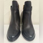 Salvatore Ferragamo  Florian Black Ankle Booties Gold Buckle Size 5 EUC Photo 1