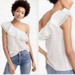 J.Crew  White Eyelet One Shoulder Ruffle Top. Size 12. Photo 1