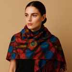 Fraas Luxury Multicolor Abstract Scarf — Bold Artistic Print Red Photo 0