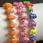 Women’s‎ vintage dainty set of 3 multicolored mini animal beaded bracelets Orange Photo 1