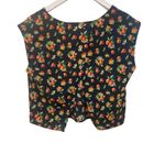 Chloe K  short sleeve floral open back size small black orange novelty print peac Photo 2
