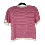 Leslie Fay Vintage Pink White Knit Short Sleeve Button Up Top Photo 1