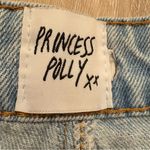 Princess Polly  Light Blue Jean Shorts High-Waisted Frayed Hem Photo 2