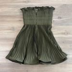 Amur Lorena Strapless Mini Dress Olive Green Pleated Ruffle Women Size 4 Photo 6